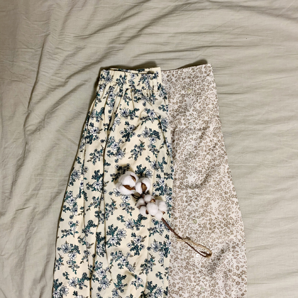おしゃれママの春物購入品　レトロな花柄ロングスカート
