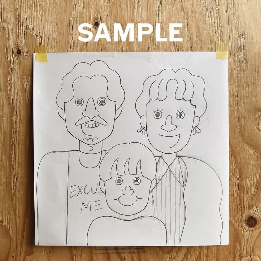 イラストレーターcobuheyさんに描いてもらった家族のイラストラフ画像。