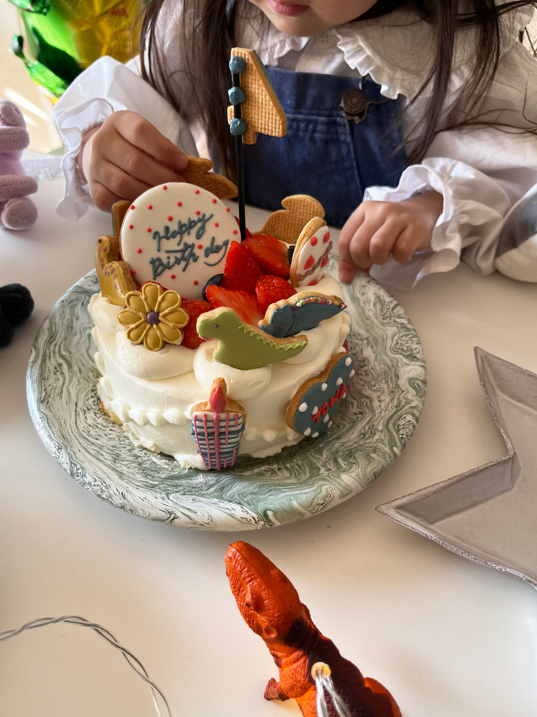 子ども 誕生日ケーキ バースデーケーキ アイシングクッキー 恐竜