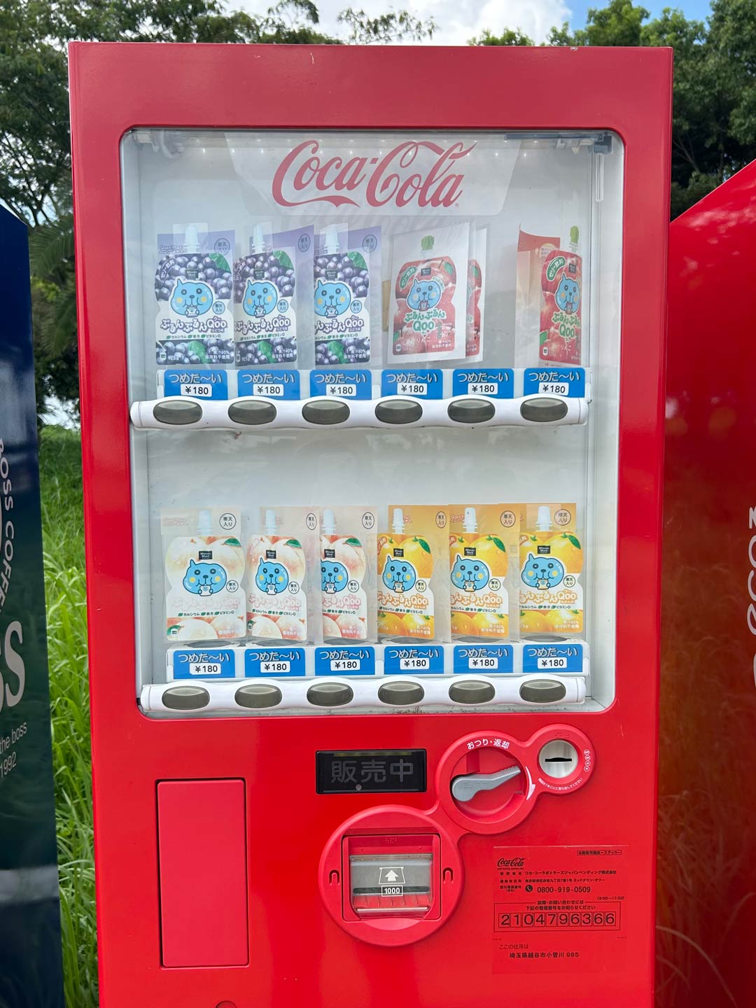 しらこばと水上公園 埼玉 越谷 子連れ 売店 ワゴン 自動販売機 ゼリー Qoo