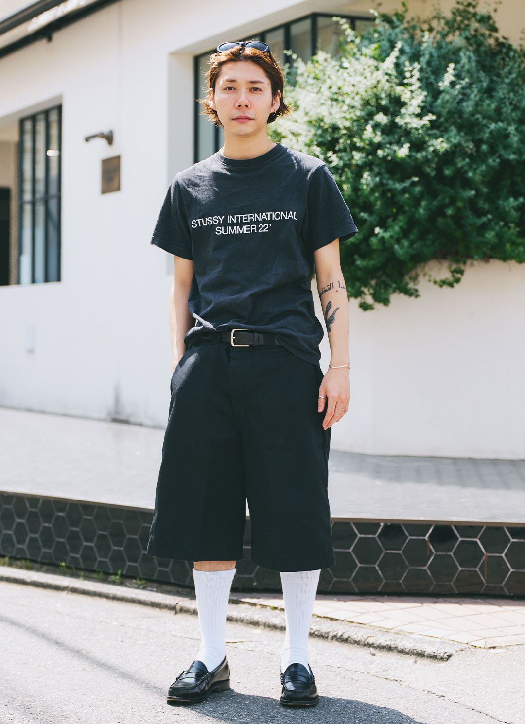 キッズのイエローが挿し色役！ ママパパはハーフパンツをシェア