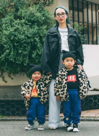 ヒョウ柄のアウターで仲良しリンク！ おしゃれファミリーの冬コーデ