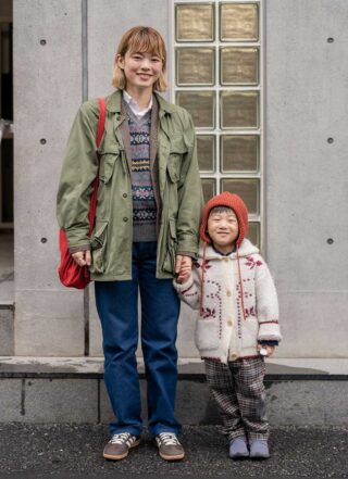 ヴィンテージMIXな親子コーデ。きちんとアイテム装いを格上げ