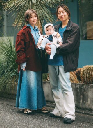 爽やかブルーをシェア! ヴィンテージMIXなファミリーコーデ