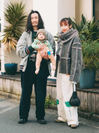 ヴィンテージMIXな家族コーデ！ 鮮やかグリーンのトップスが挿し色役